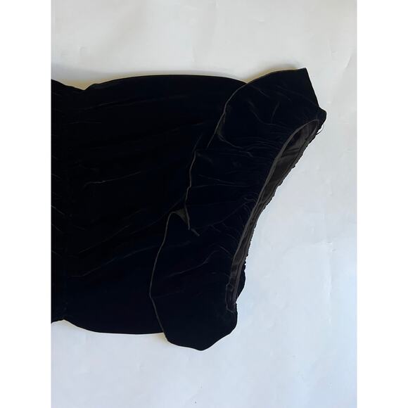 Joie Black Velvet One Shoulder Ruffle Tiered Mini Dress Silk Blend Medium Fairy - Picture 9 of 12